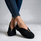Eleanor Comfy Zip Flats in black