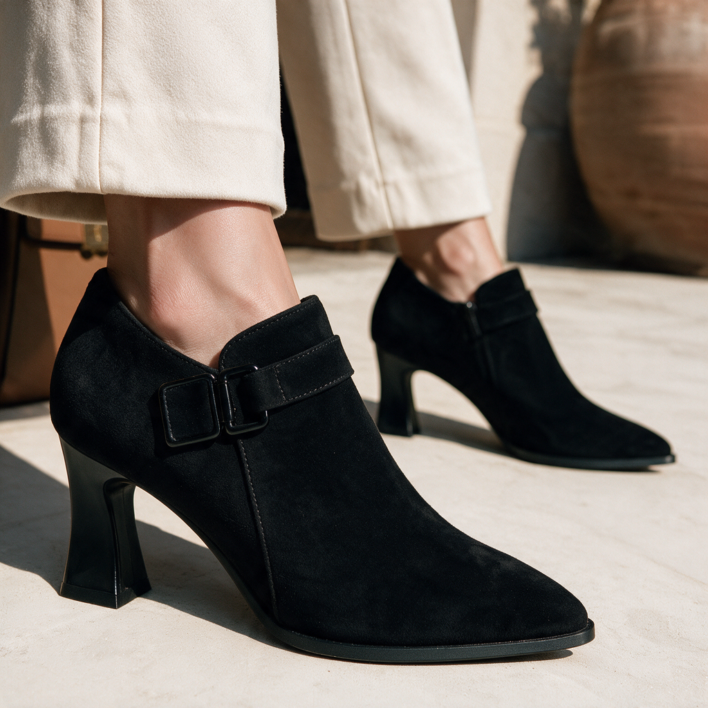 Violet Sculpted Black Heels