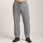 Magnus | Mens Linen Straight Breathable Casual Summer Lightweight Trousers, Grey