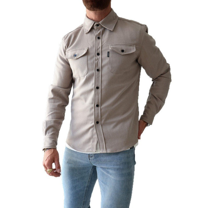 Malcolm | Mens Slim Fit Long Sleeve Button Up Non Iron Overshirt Shirt Jacket