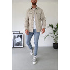 Malcolm | Mens Slim Fit Long Sleeve Button Up Non Iron Overshirt Shirt Jacket