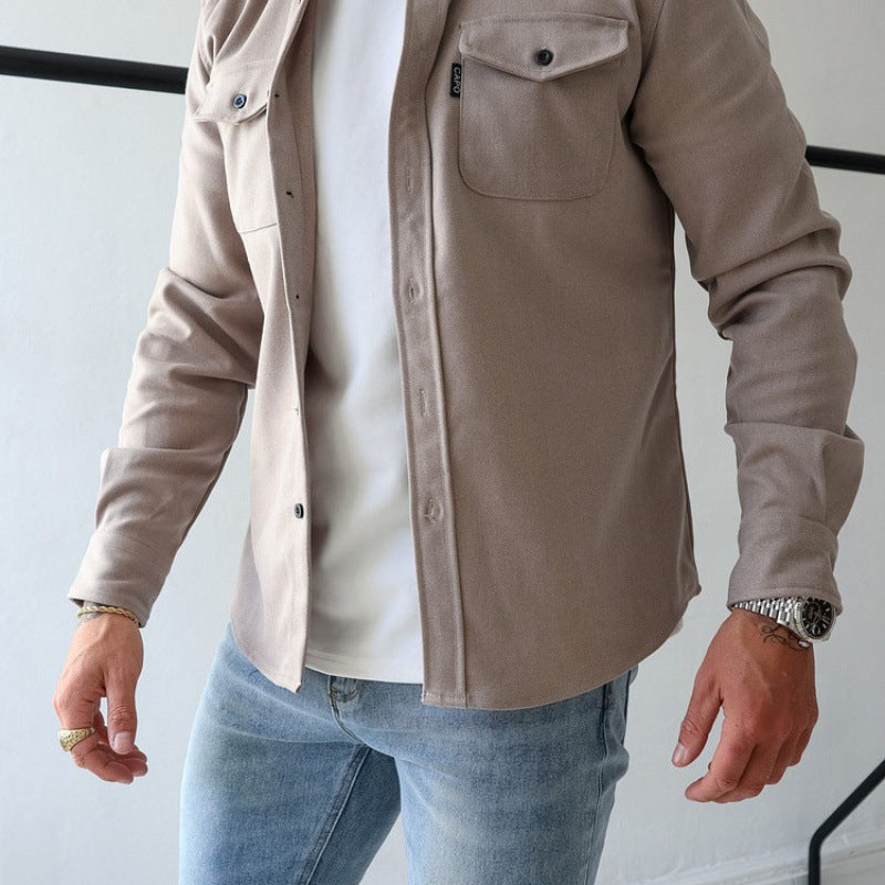 Malcolm | Mens Slim Fit Long Sleeve Button Up Non Iron Overshirt Shirt Jacket