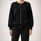 Maren | Womens Knitted Cardigan Button Front Long Sleeve Jumper, Black