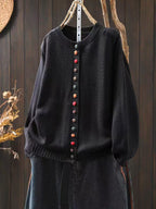 Maren | Womens Button Front Knit Cardigan - Black