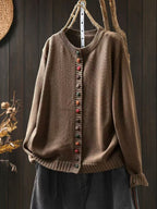 Maren | Womens Button Front Knit Cardigan - Deep Khaki