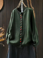 Maren | Womens Button Front Knit Cardigan - Green