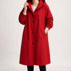Margaux | Womens Trench Coat Wool Belted Double Breasted Long Winter Coat, Red