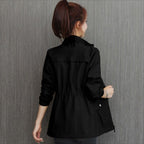 Marguerite | Womens Drawstring Waist Wool Blend Coat - Black