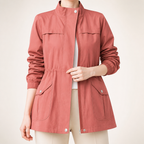 Marguerite | Womens Coat Wool Blend Winter Drawstring Waist Coat, Brick Red