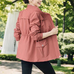 Marguerite | Womens Drawstring Waist Wool Blend Coat - Brick Red