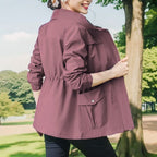 Marguerite | Womens Drawstring Waist Wool Blend Coat - Brown