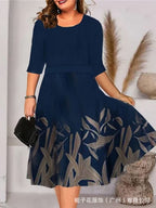 Marguerite | Womens Round Neck Floral Straight Midi Wedding Guest Dresses - 4