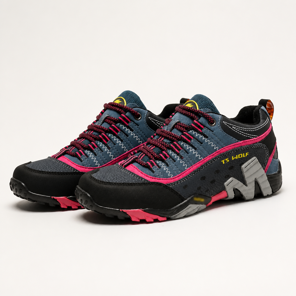 Maria | Womens Non Slip Outdoor Walking Hiking Shoes, Navy Berry