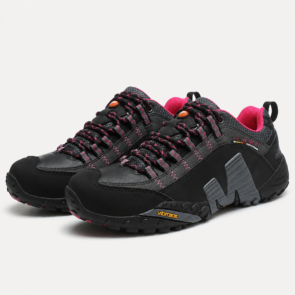 Maria | Womens Non Slip Outdoor Walking Hiking Shoes, Black Grey