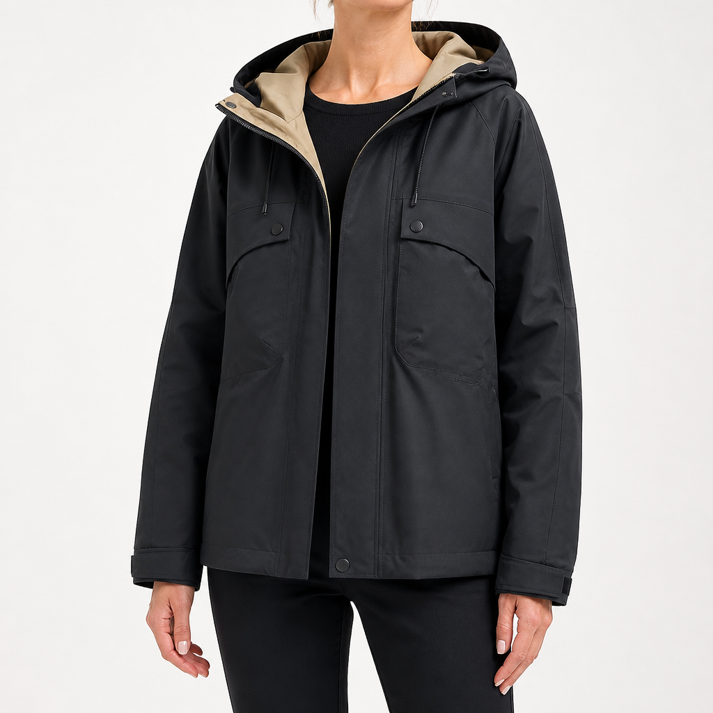 Mariah | Womens Waterproof Windproof Hooded Softshell Jacket, Black 2
