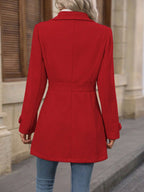 Mariana | Womens Slim Fit Single Breasted Lapel Mid Length Winter Coat, Red