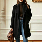 Maribel | Womens Plaid Mid Length Coat - Black No