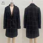 Maribel | Womens Plaid Mid Length Coat - Black