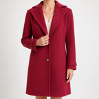 Maribel | Womens Plaid Check Mid Length Winter Coat, Burgundy