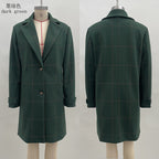 Maribel | Womens Plaid Mid Length Coat - Dark Green
