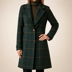 Maribel | Womens Plaid Check Mid Length Winter Coat, Supports Personalization Add Any And Code