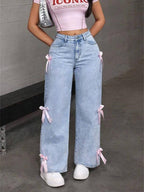 Marilyn | Womens High Waisted Straight Wide Leg Stretch Denim Jeans