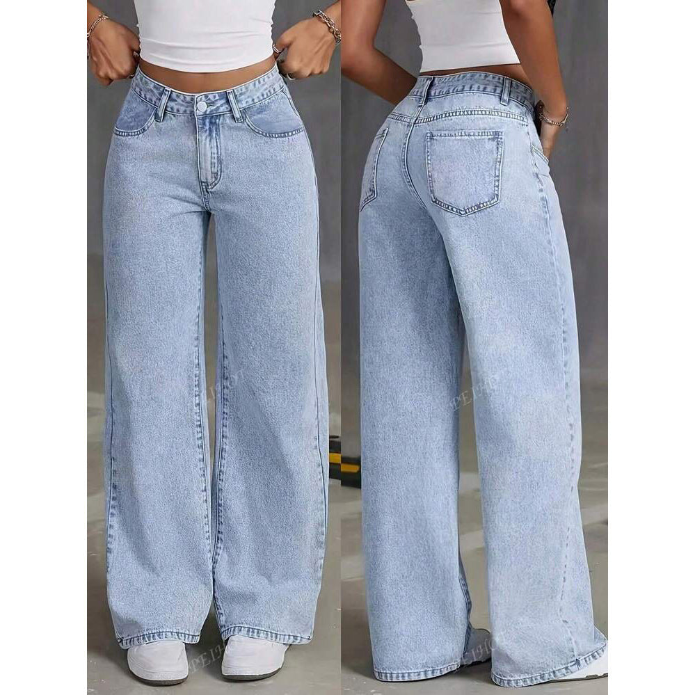 Marilyn | Womens High Waisted Straight Wide Leg Stretch Denim Jeans