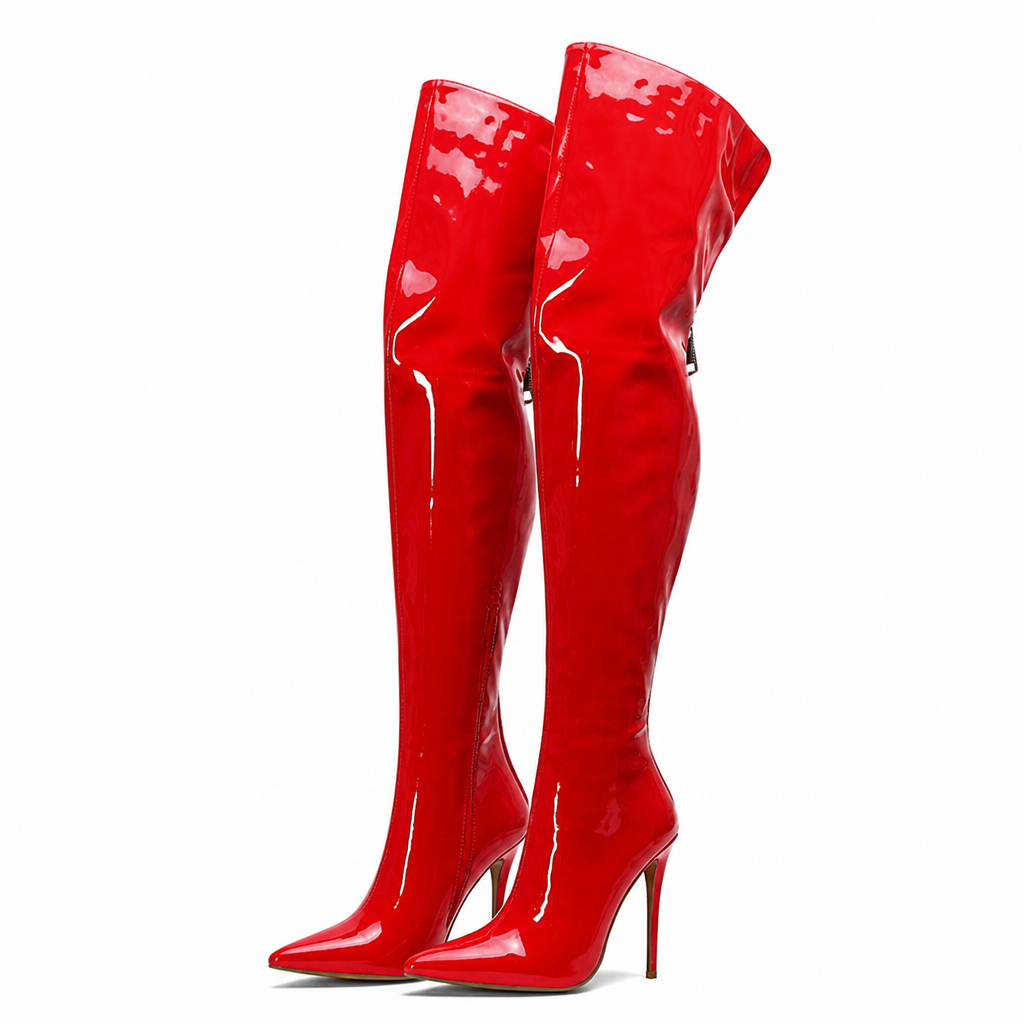 Marjorie | Womens Knee High Boots Leather Pointed Toe Heeled Long Footwear