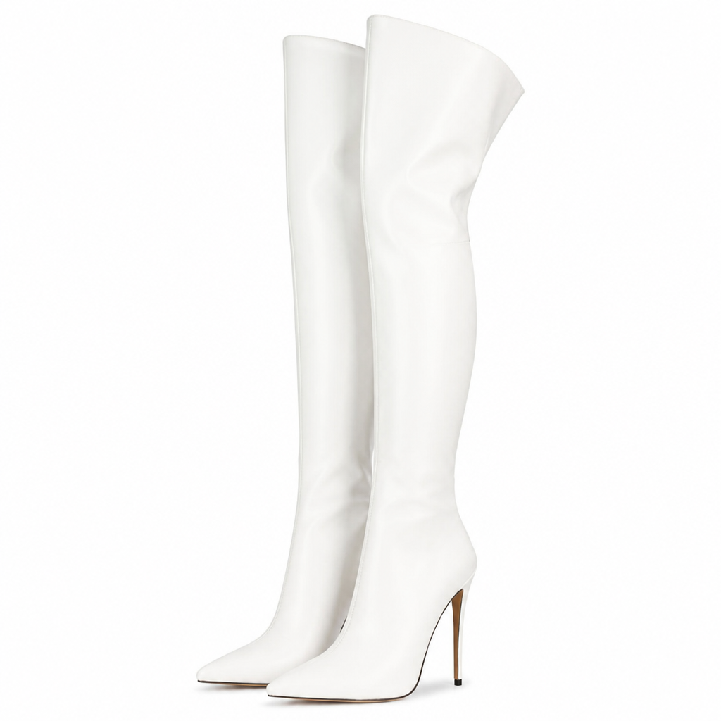 Marjorie | Womens Knee High Boots Leather Pointed Toe Heeled Long Footwear