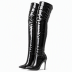 Marjorie | Womens Knee High Boots Leather Pointed Toe Heeled Long Footwear