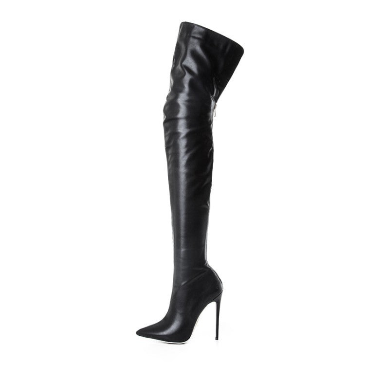 Marjorie | Womens Knee High Boots Leather Pointed Toe Heeled Long Footwear