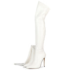 Marjorie | Womens Knee High Boots Leather Pointed Toe Heeled Long Footwear