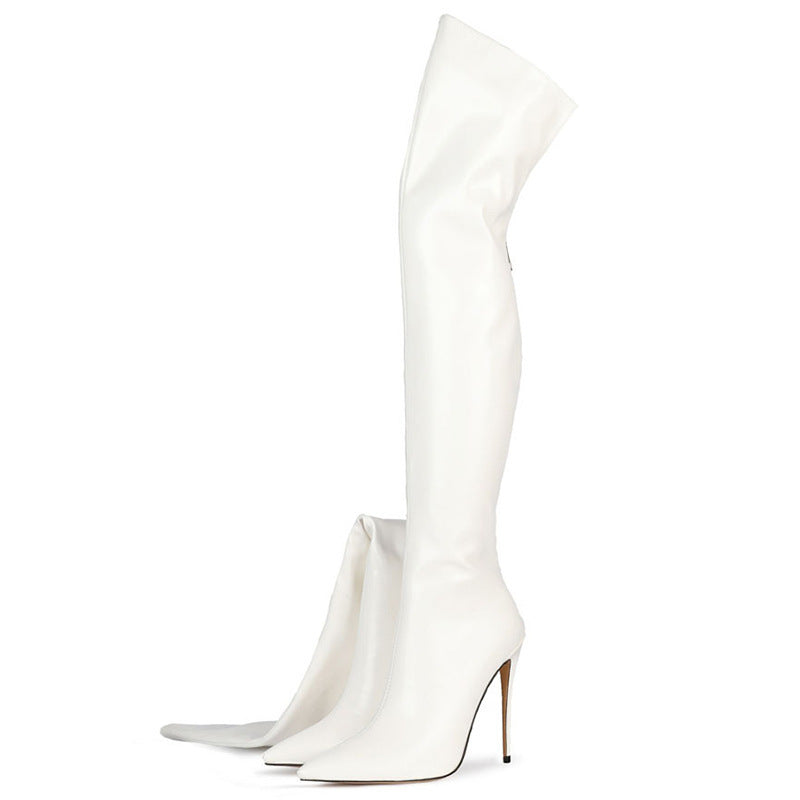 Marjorie | Womens Knee High Boots Leather Pointed Toe Heeled Long Footwear