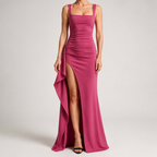 Marla | Womens Wedding Guest Strapless Backless High Slit Maxi Dress, Rose