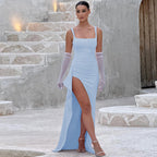 Marla | Womens Wedding Guest Strapless Backless High Slit Maxi Dress