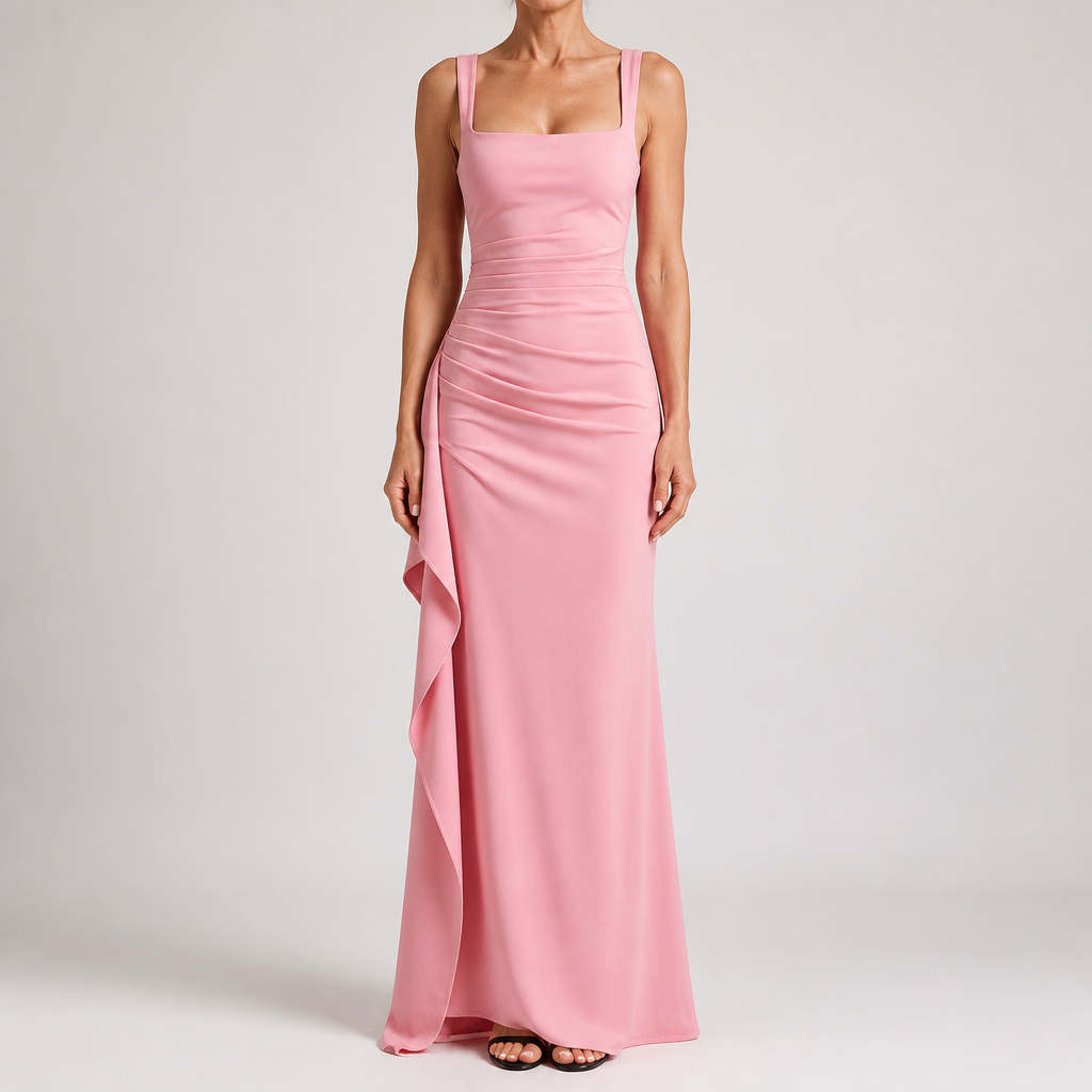 Marla | Womens Wedding Guest Strapless Backless High Slit Maxi Dress, Pink