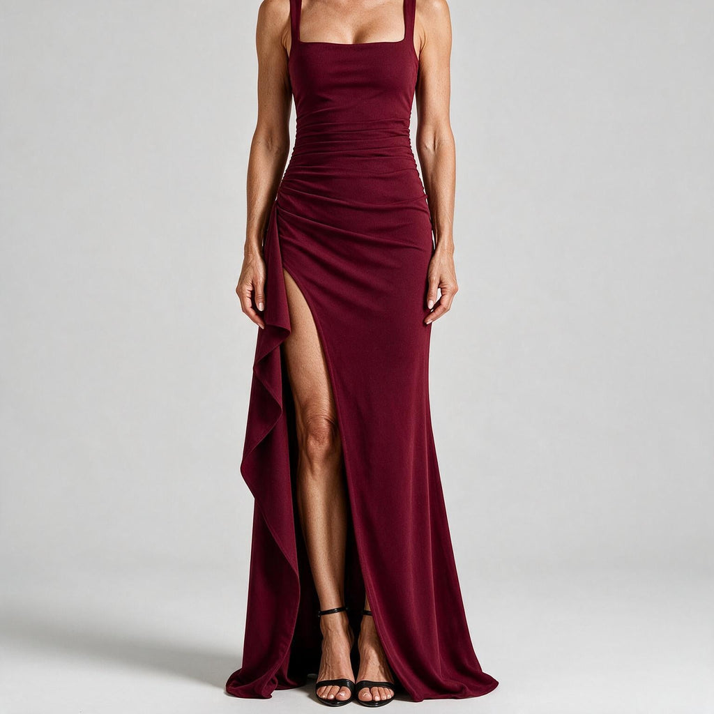 Marla | Womens Wedding Guest Strapless Backless High Slit Maxi Dress