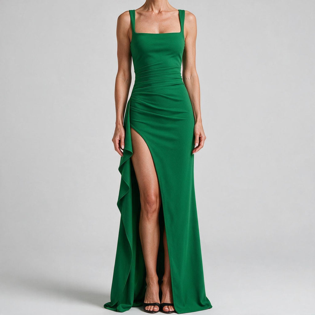 Marla | Womens Wedding Guest Strapless Backless High Slit Maxi Dress