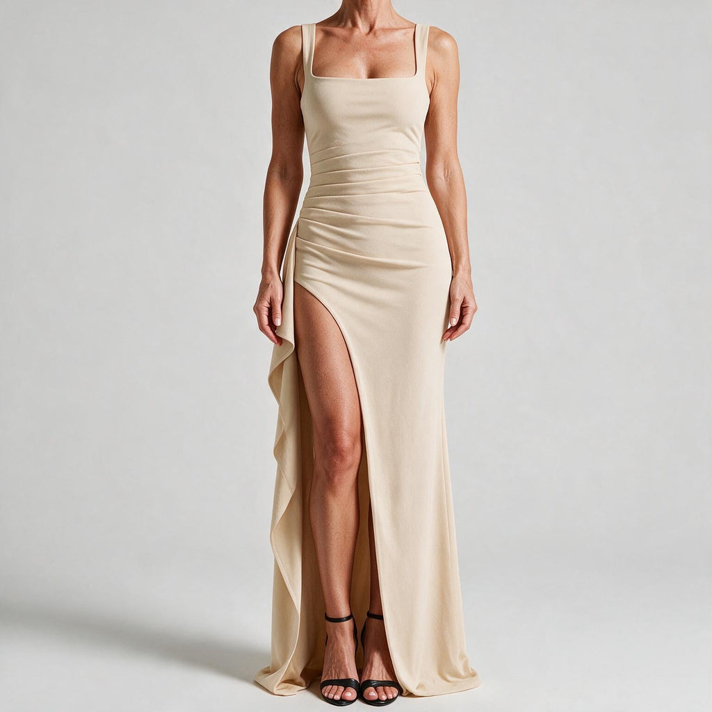 Marla | Womens Wedding Guest Strapless Backless High Slit Maxi Dress