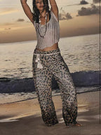Marlena | Womens Leopard Print High Waisted Straight Leg Denim Jeans