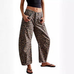 Marlena | Womens Leopard Print High Waisted Straight Leg Denim Jeans