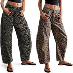 Marlena | Womens Leopard Print High Waisted Straight Leg Denim Jeans