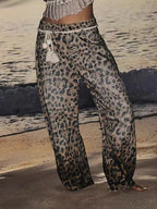 Marlena | Womens Leopard Print High Waisted Straight Leg Denim Jeans