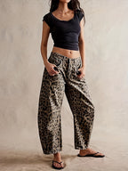 Marlena | Womens Leopard Print High Waisted Straight Leg Denim Jeans