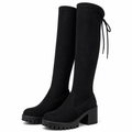 Marlene | Womens Knee High Boots Black Lace Up Outdoor Winter Footwear