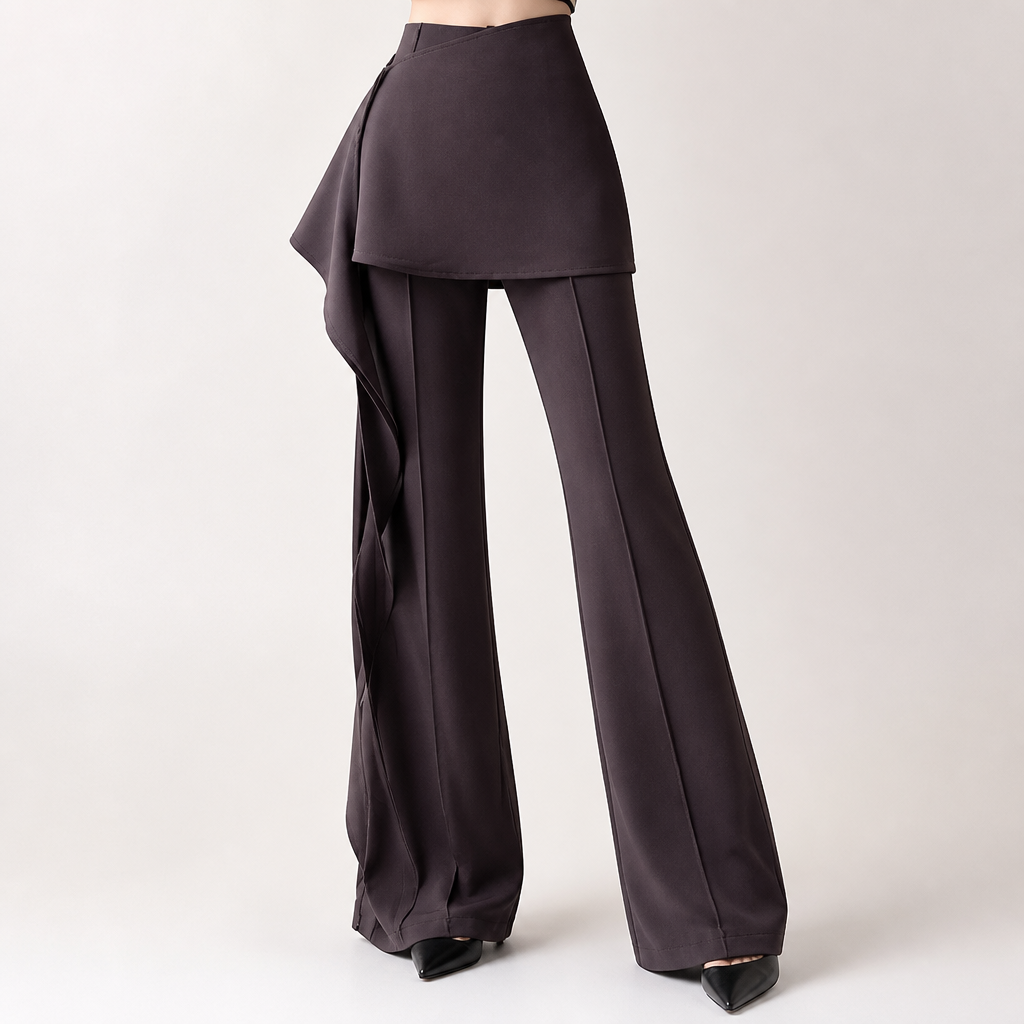 Marlowe | Womens Trousers Flared High Waisted Suit Casual Pants, Purple