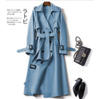 Marnie | Womens Mid Length Lapel Trench Coat, Blue