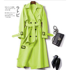 Marnie | Womens Mid Length Lapel Trench Coat, Candy Green