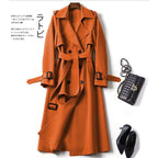 Marnie | Womens Mid Length Lapel Trench Coat, Orange