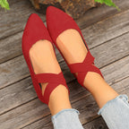 Marsha | Womens Round Toe Elastic Slip On Ballet Flats
